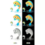 Desenhos animados peixes personagens vector clipart