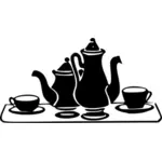 Şişeler ve teacups dizi çizim vektör